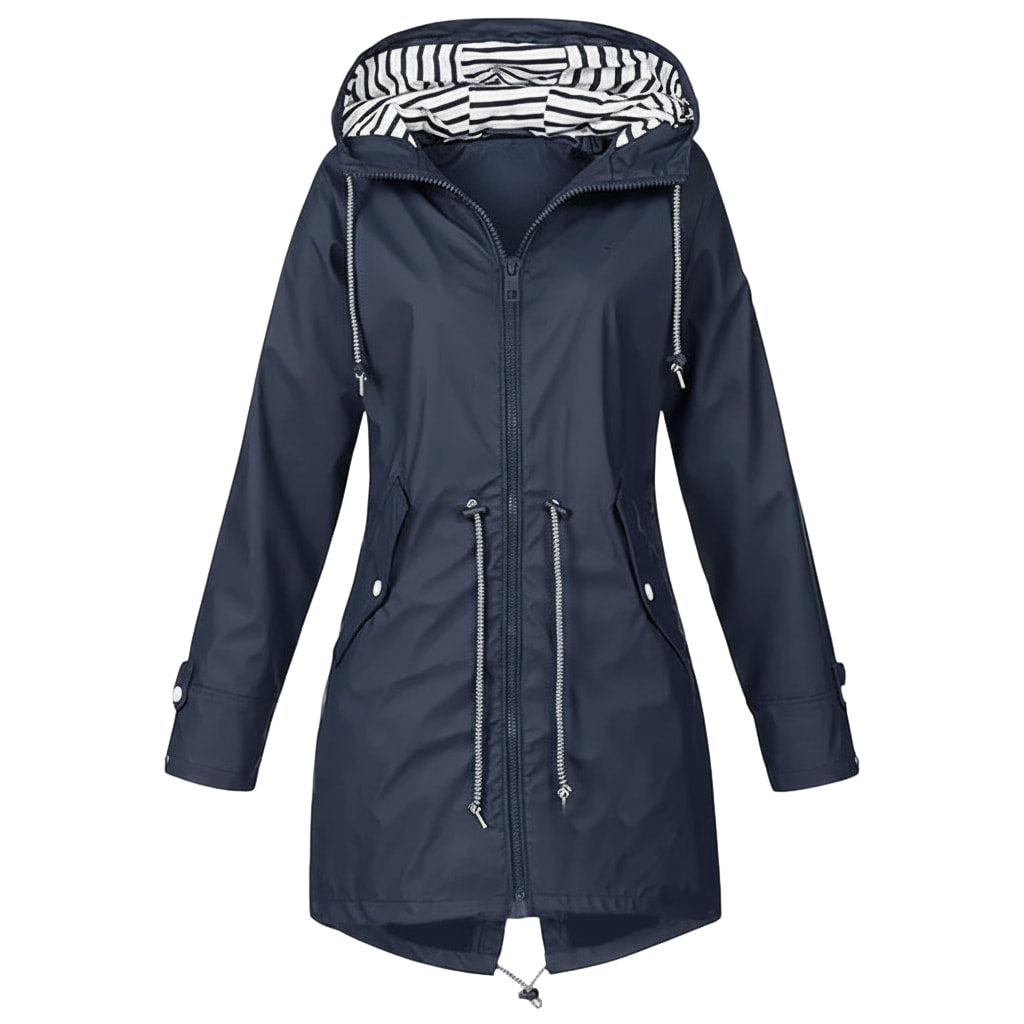 Women's Stylish Waterproof Jacket - Comfortable with Hood and Two-Way Zipper