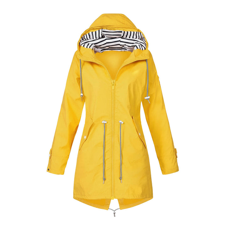 Women's Stylish Waterproof Jacket - Comfortable with Hood and Two-Way Zipper