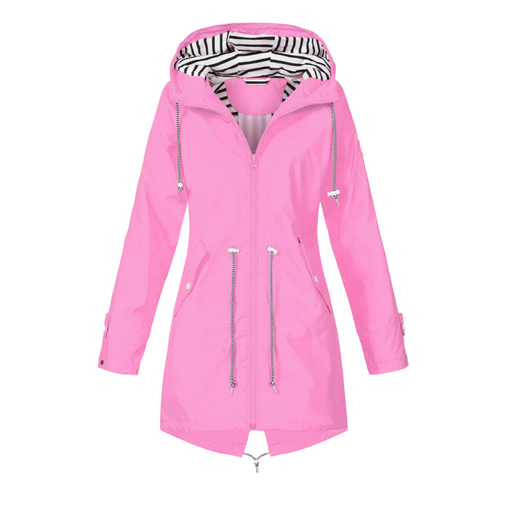 Women's Stylish Waterproof Jacket - Comfortable with Hood and Two-Way Zipper