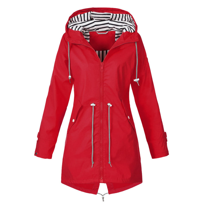 Women's Stylish Waterproof Jacket - Comfortable with Hood and Two-Way Zipper