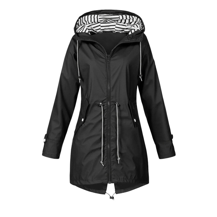 Women's Stylish Waterproof Jacket - Comfortable with Hood and Two-Way Zipper