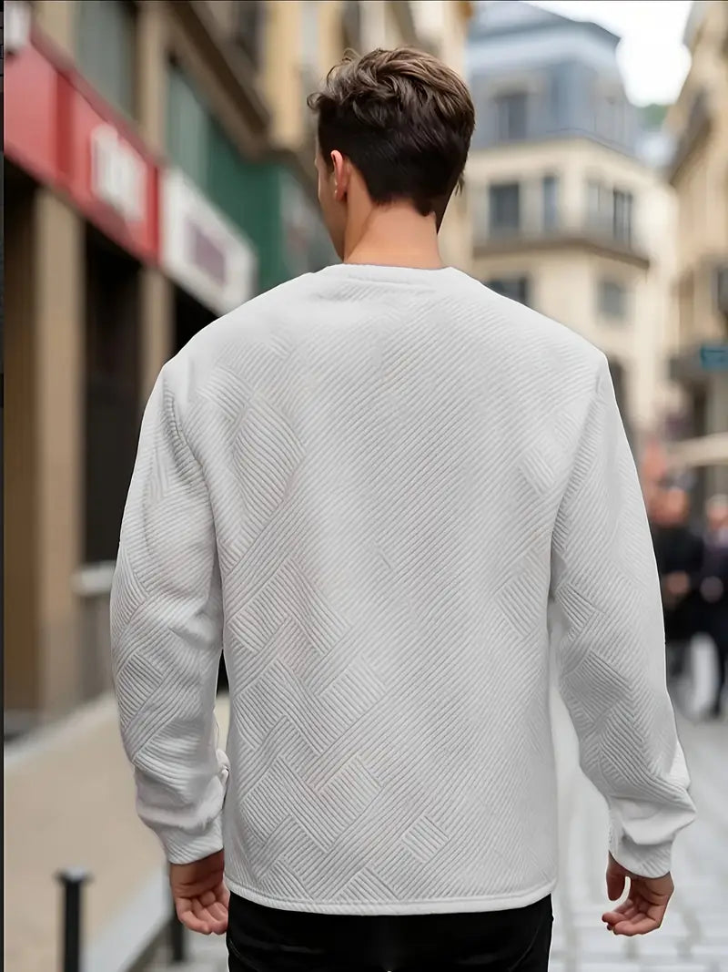 Adam | Sweter z Długim Rękawem w Stylu Casual z Geometrycznym Wzorem