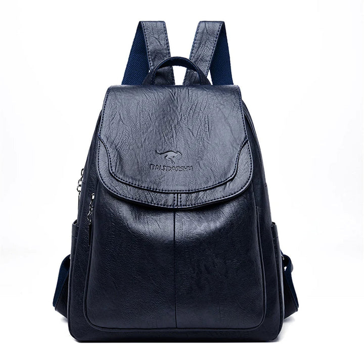 Women's Safe Leather Backpack - Stylish Design, Spacious, Anti-theft