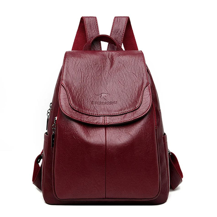 Women's Safe Leather Backpack - Stylish Design, Spacious, Anti-theft