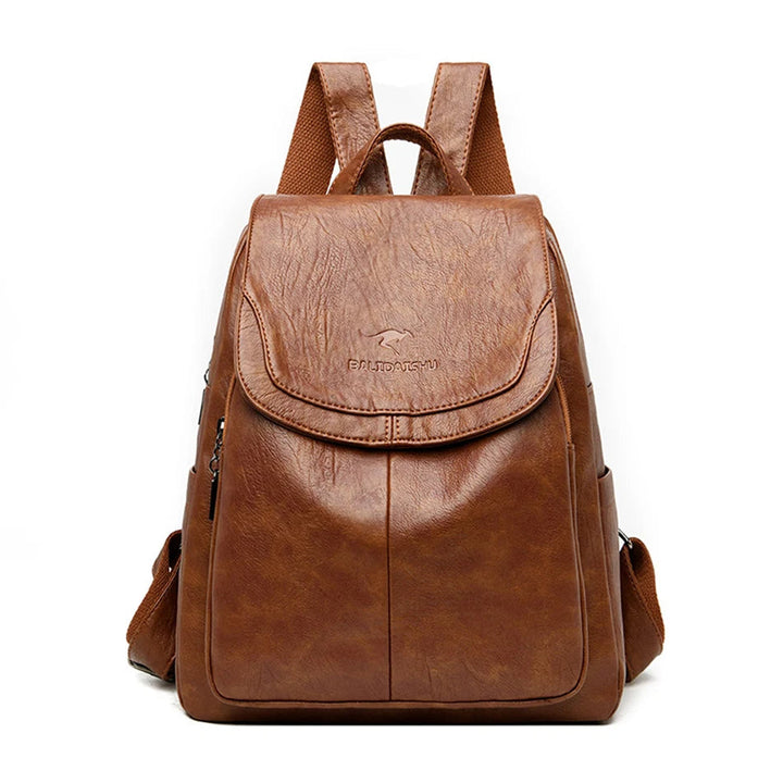 Women's Safe Leather Backpack - Stylish Design, Spacious, Anti-theft
