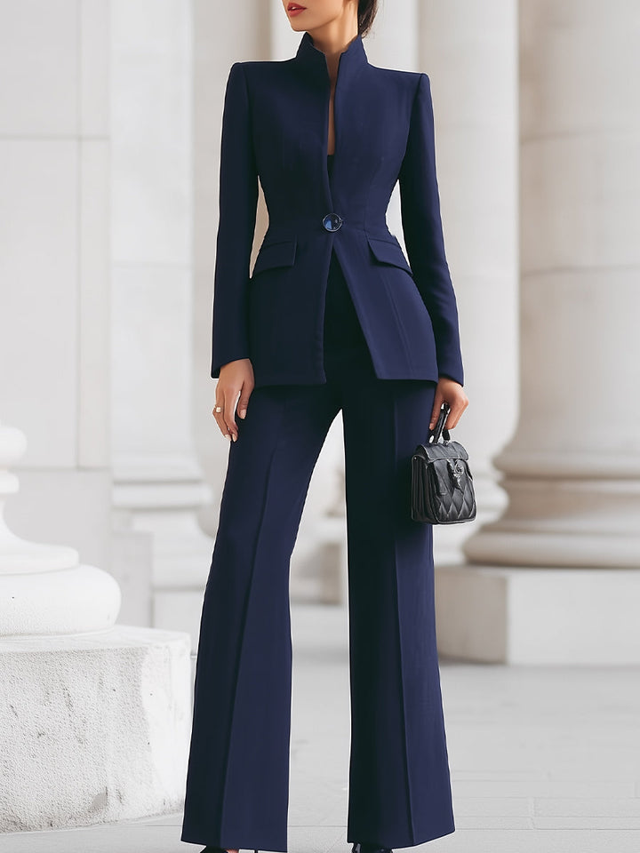 Hayden Juniper™ | High-Collar Blazer & Wide-Leg Trousers Set
