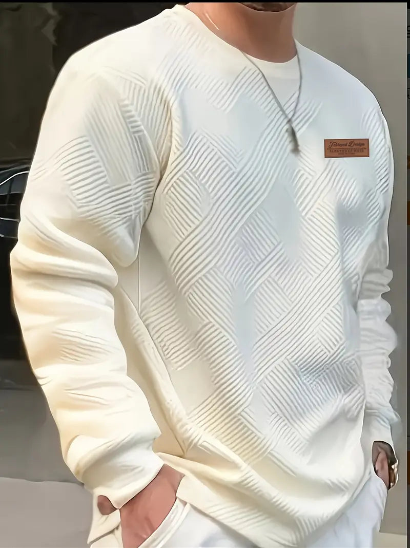 Adam | Sweter z Długim Rękawem w Stylu Casual z Geometrycznym Wzorem