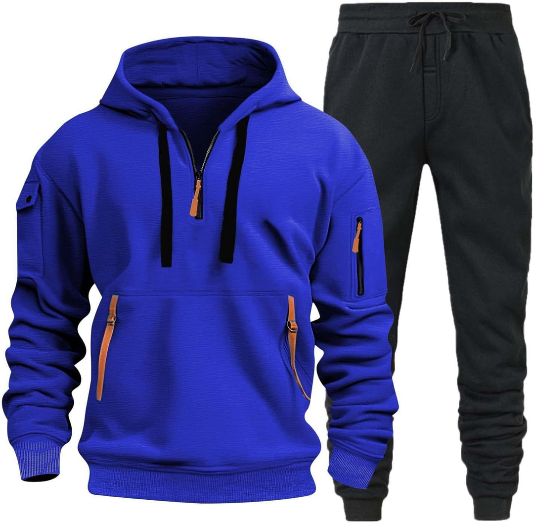 Męski dres sportowy – komplet bluza + spodnie, jednolity kolor, wygodny na co dzień