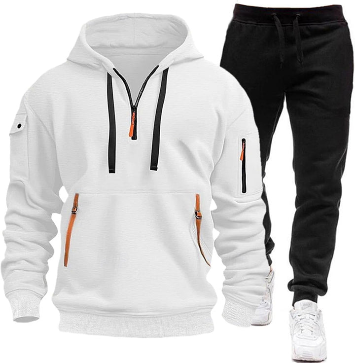 Męski dres sportowy – komplet bluza + spodnie, jednolity kolor, wygodny na co dzień