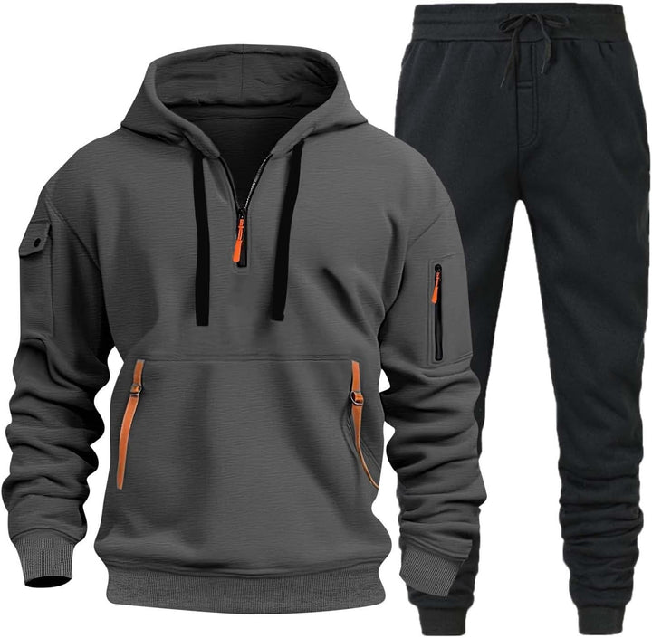 Męski dres sportowy – komplet bluza + spodnie, jednolity kolor, wygodny na co dzień