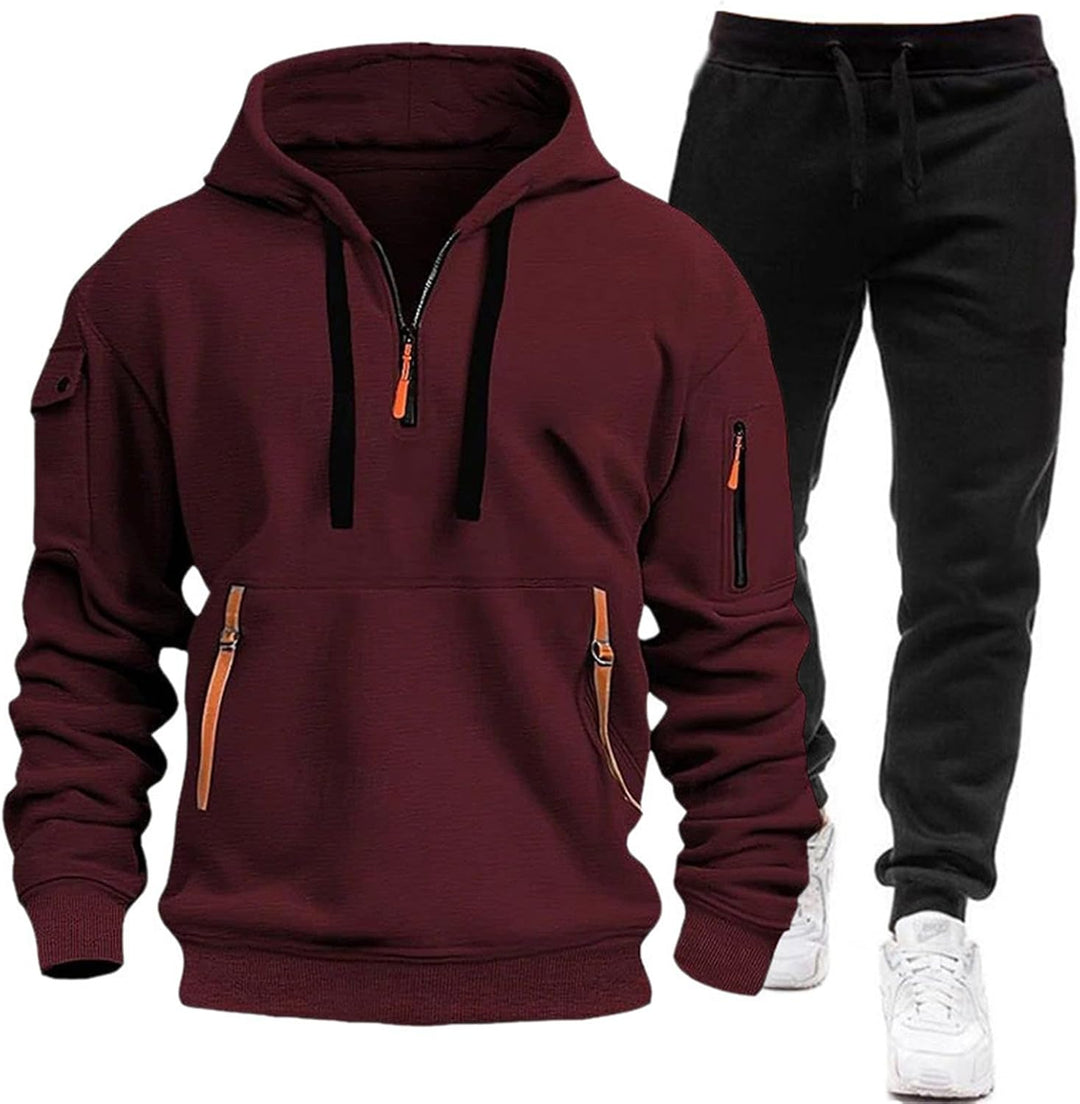 Męski dres sportowy – komplet bluza + spodnie, jednolity kolor, wygodny na co dzień