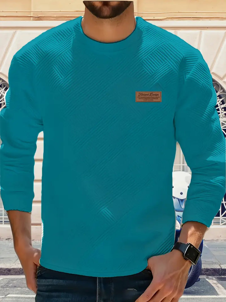 Adam | Sweter z Długim Rękawem w Stylu Casual z Geometrycznym Wzorem