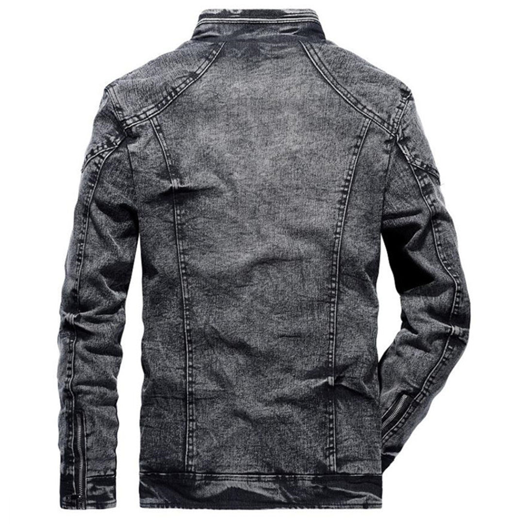 Męska Casualowa Kurtka Jeansowa - Stylowa Denim Zapinana na Zamek