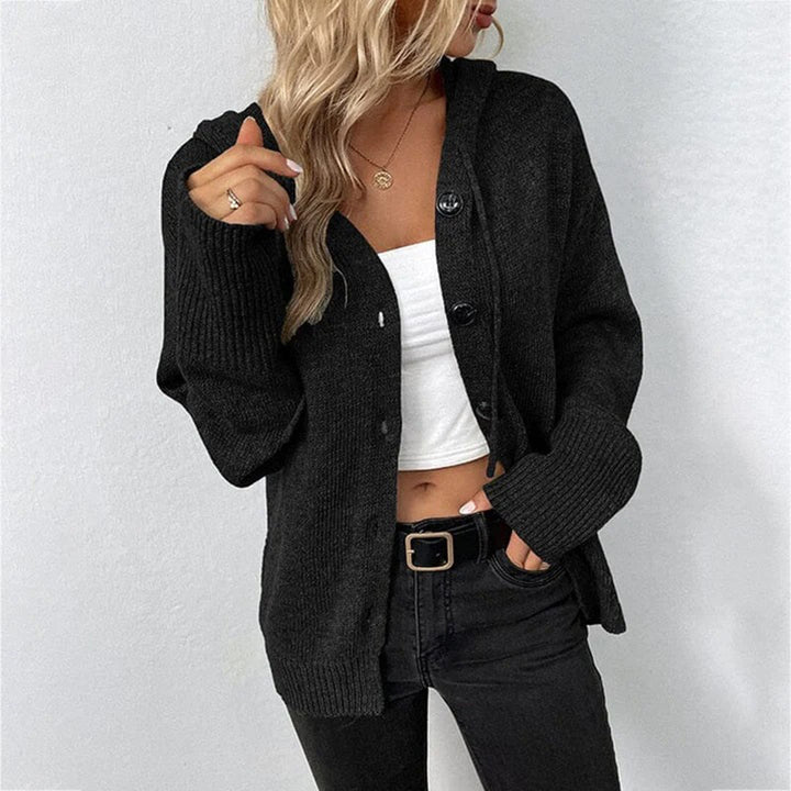 Women's Stylish Hooded Cardigan - Comfortable Knitwear