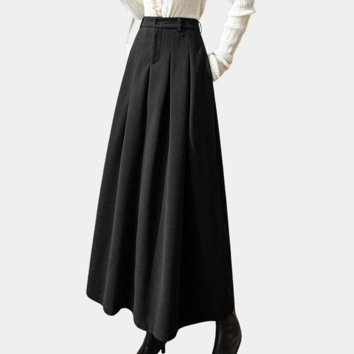 Women's Pleated Midi Skirt - Elegant A-Line
