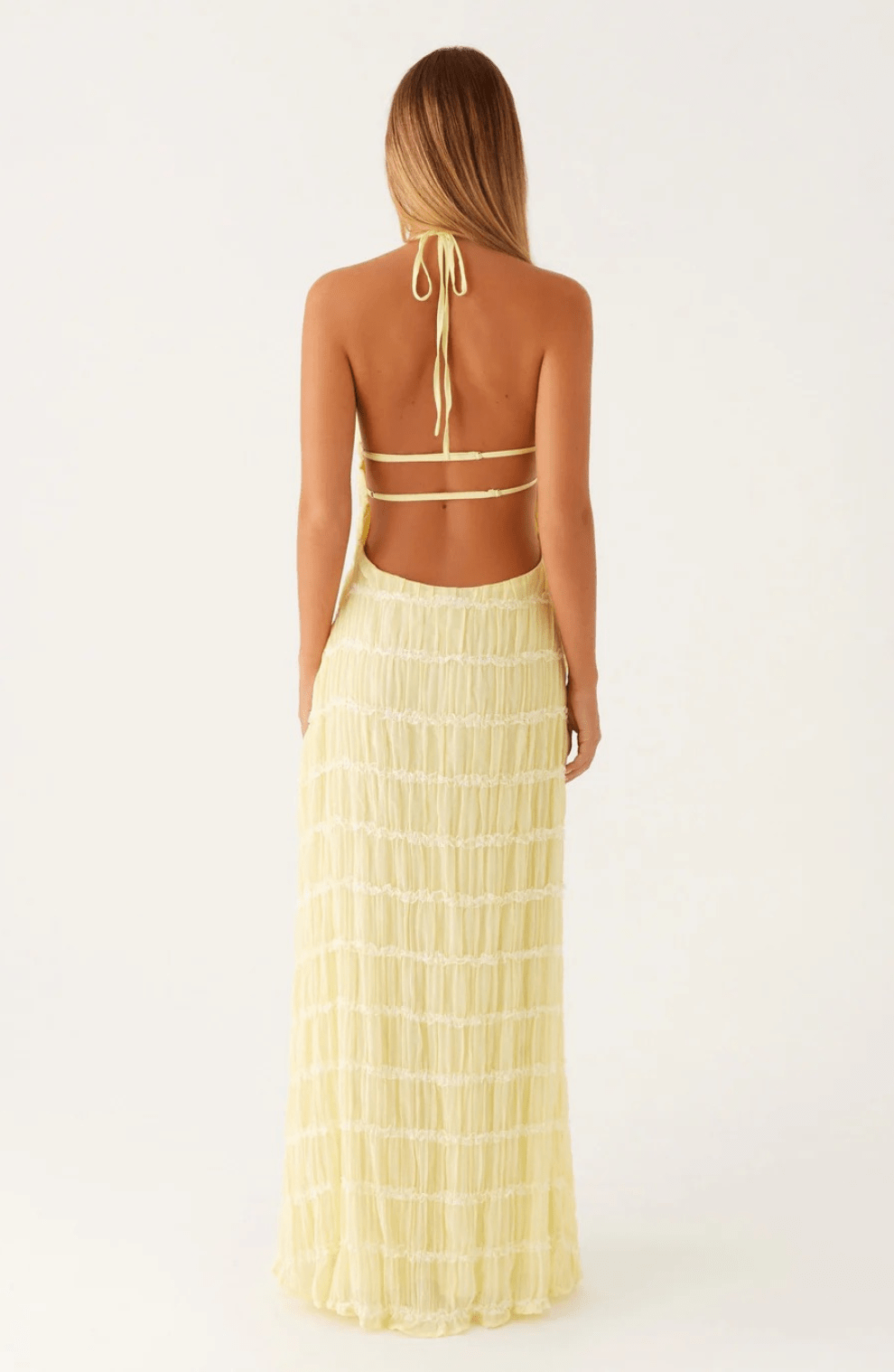 Caroline | Getextureerde Haltermaxi-jurk 