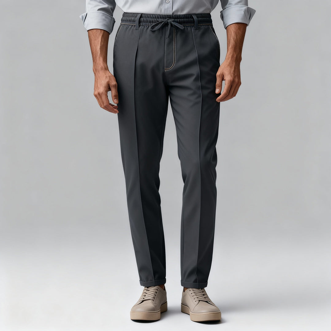 Męskie Spodnie Chinos - Elastyczny Pas i Do Kostki