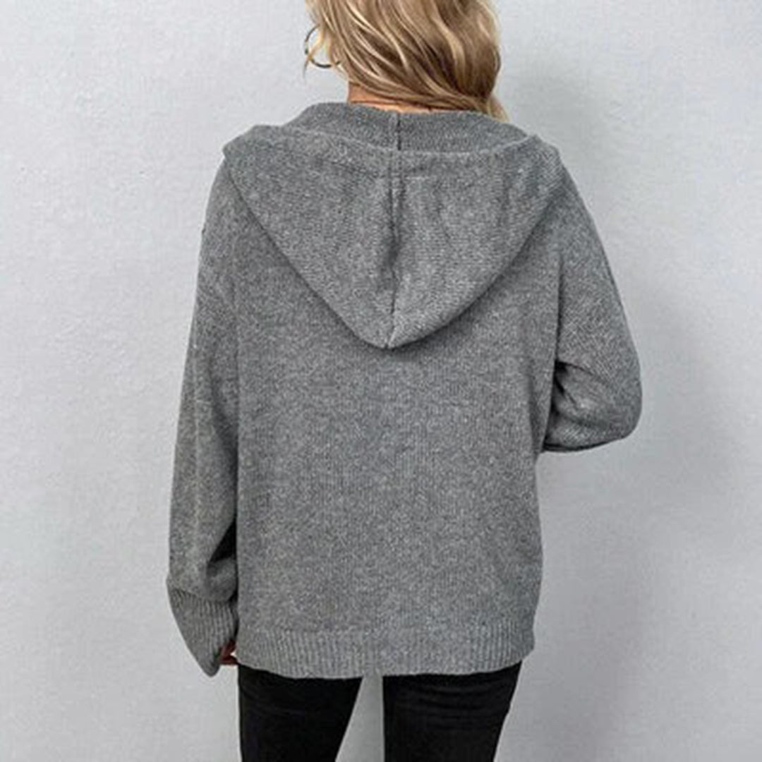 Women's Stylish Hooded Cardigan - Comfortable Knitwear