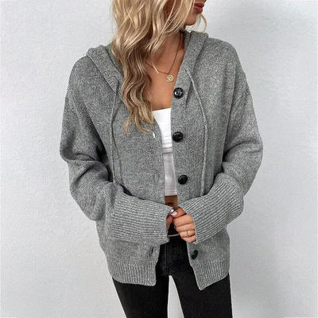 Women's Stylish Hooded Cardigan - Comfortable Knitwear