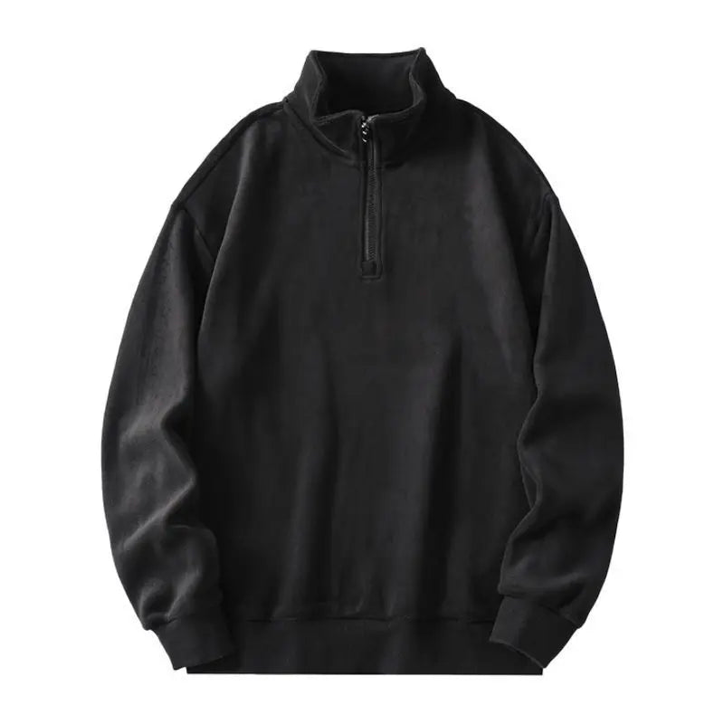 Thickened Double-sided Fleece Hoodie Men's Zipper Stand Collar Long Sleeve Autumn Winter Warm Cold-resistant Outerwear