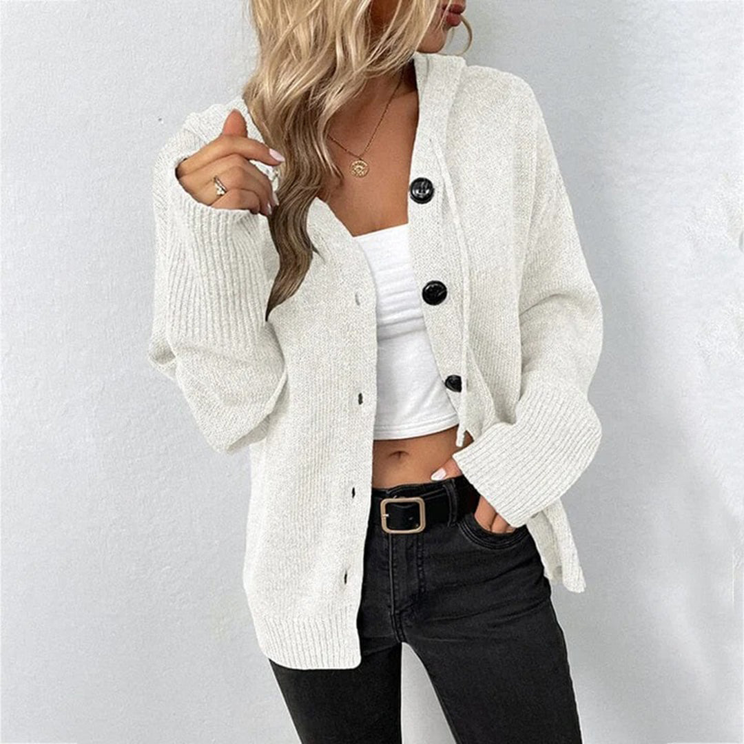 Women's Stylish Hooded Cardigan - Comfortable Knitwear