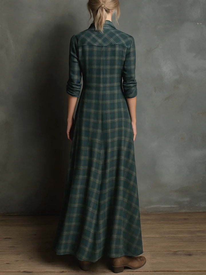 Ava | Long Dress with Green Reverse Hems 