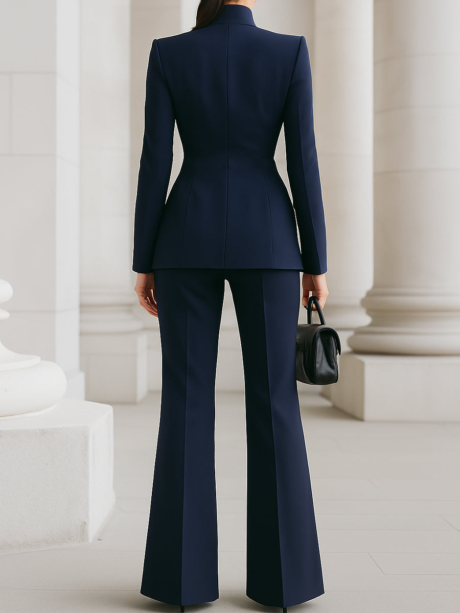 Hayden Juniper™ | High-Collar Blazer & Wide-Leg Trousers Set