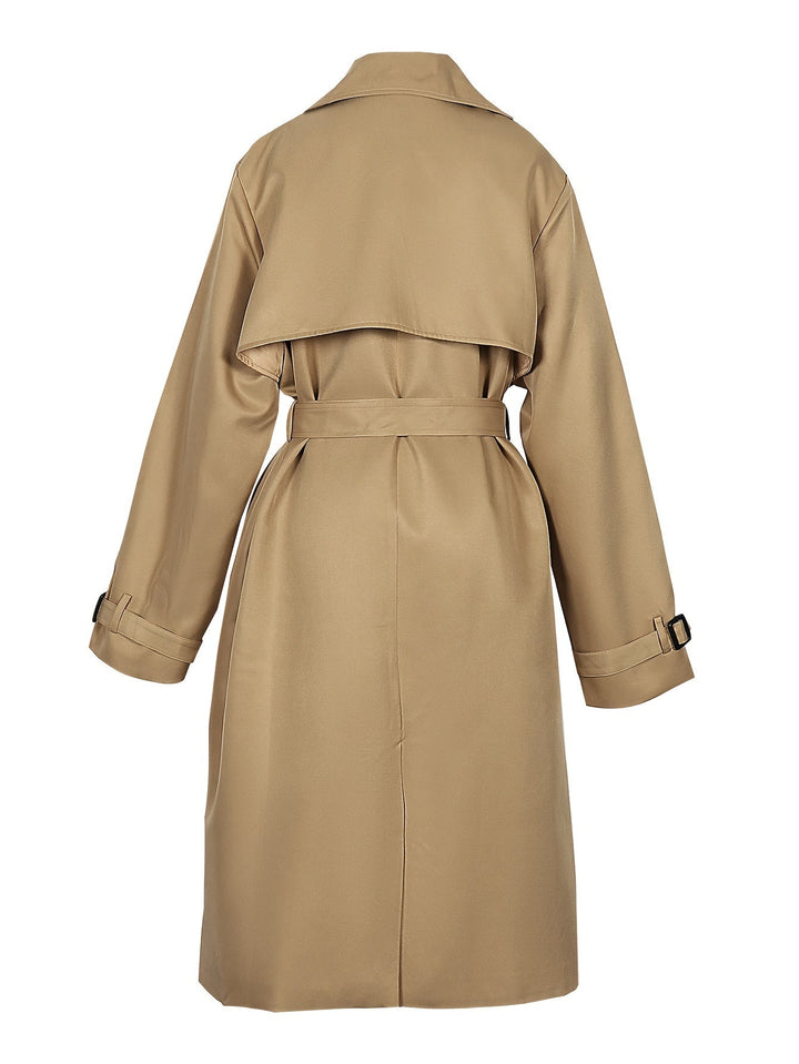 Women's Double-Breasted Long Trench Coat - Windproof Elegant Outerwear