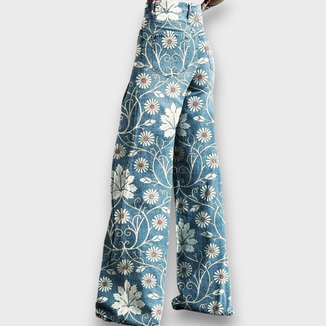 Mila – dżinsy boho z kwiatowym wzorem