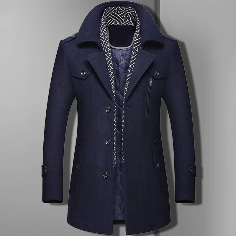 Męski Płaszcz – Ocieplany z Kołnierzem Szalowym - Mavee!