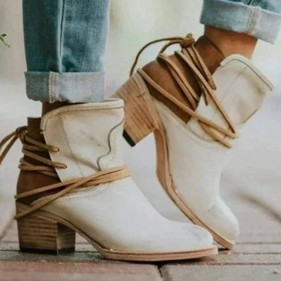 Women's High Heel Ankle Boots - With Decorative Straps