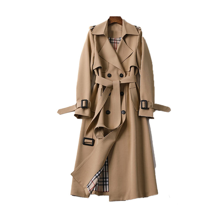 Women's Flared Coat - Trench Coat with Belt and Pockets