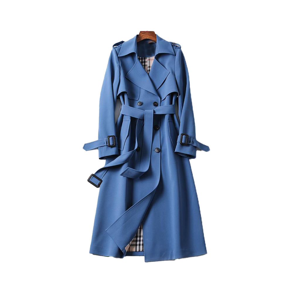 Women's Flared Coat - Trench Coat with Belt and Pockets