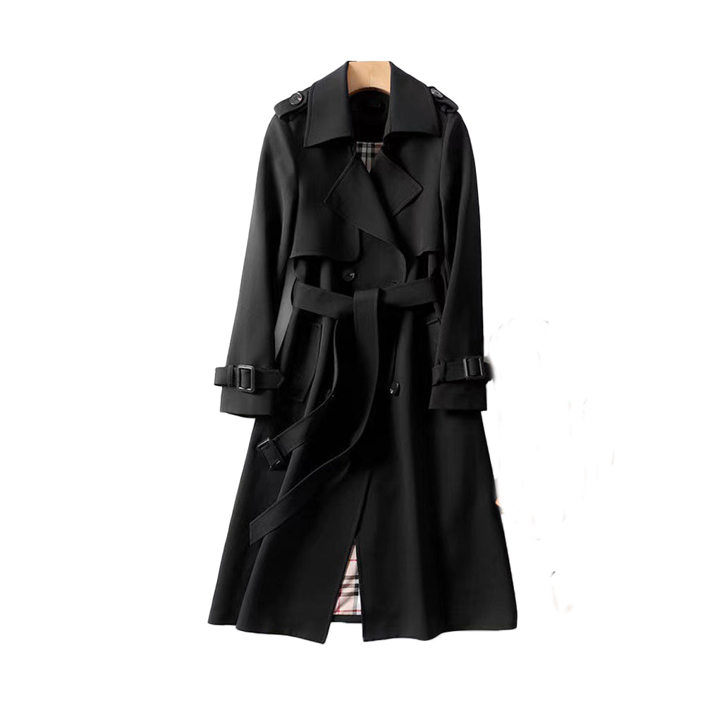 Women's Flared Coat - Trench Coat with Belt and Pockets
