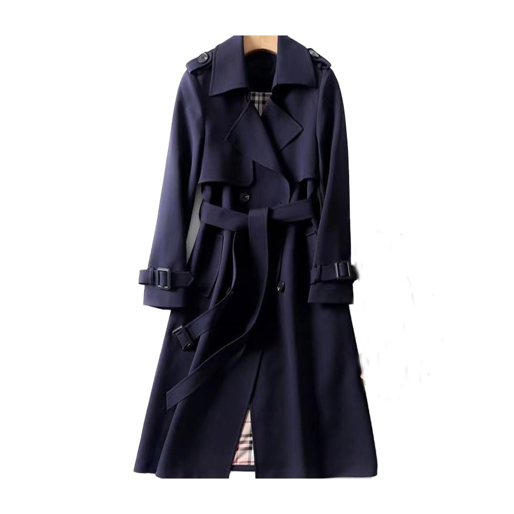 Women's Flared Coat - Trench Coat with Belt and Pockets
