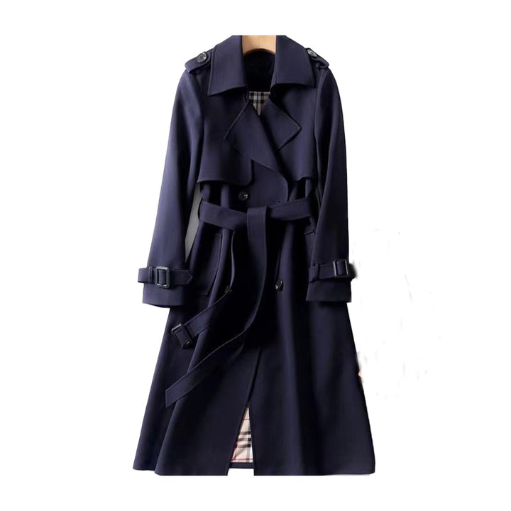 Women's Flared Coat - Trench Coat with Belt and Pockets