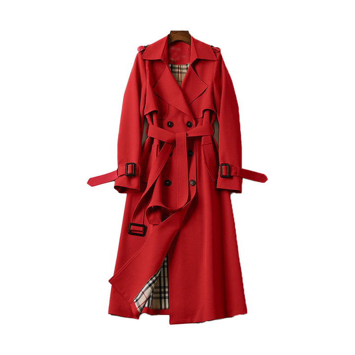 Women's Flared Coat - Trench Coat with Belt and Pockets