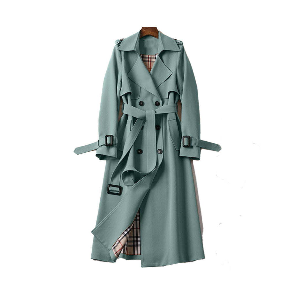 Women's Flared Coat - Trench Coat with Belt and Pockets